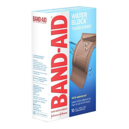 J & J Sales Adhesive Strip Band-Aid® Water Block® Tough Strips™ XL 1-3/4 X 4 Inch Plastic Rectangle Tan Sterile - Box of 10 - 38137005566-BX