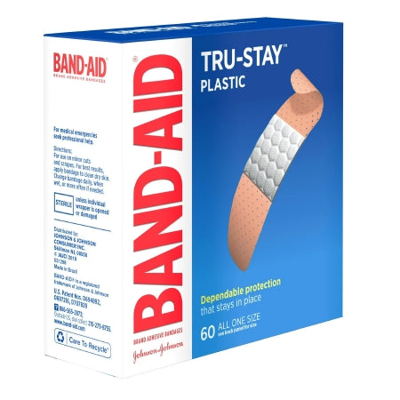 J & J Sales Adhesive Strip Band-Aid® Tru-Stay™ 3/4 X 3 Inch Plastic Rectangle Tan Sterile - Box of 60 - 08137005635-BX