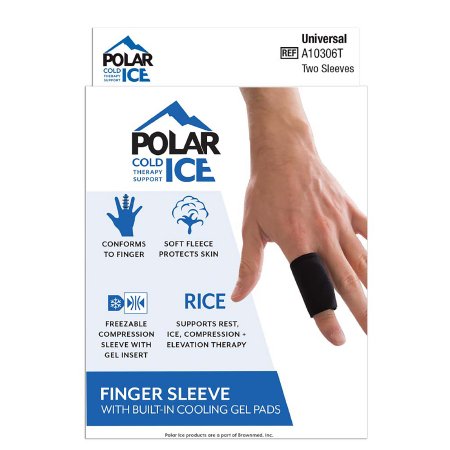 Brownmed Finger Sleeve with Cooling Pad Polar Ice® Adult One Size Fits Most Pull-On Finger Black - Box of 1 - A10306T-BX