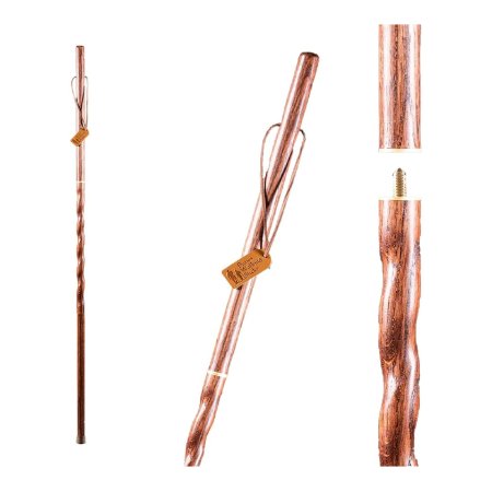 Mabis Healthcare Walking Stick Brazos™ Twisted Traveler's Stick Wood 55 Inch Height Brown Oak - Each - 602-3000-1324-EA