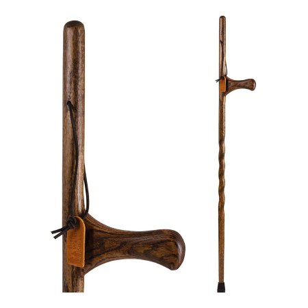 Mabis Healthcare Walking Stick Brazos™ Dual Purpose Staff Wood 55 Inch Height Wood Grain - Each - 602-3000-1362-EA
