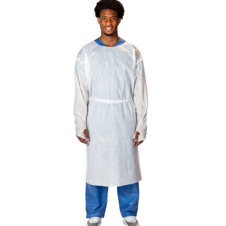 ICP Medical Protective Procedure Gown One Size Fits Most White NonSterile AAMI Level 2 Disposable - Case of 100 - ICP-8700-CS
