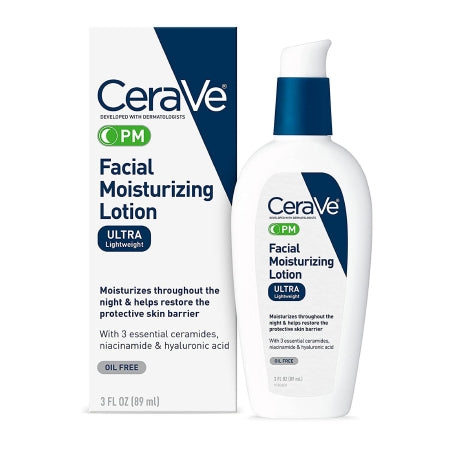 Loreal USA Facial Moisturizer CeraVe® PM 3 oz. Pump Bottle Unscented Lotion - Each - 60600053745-EA
