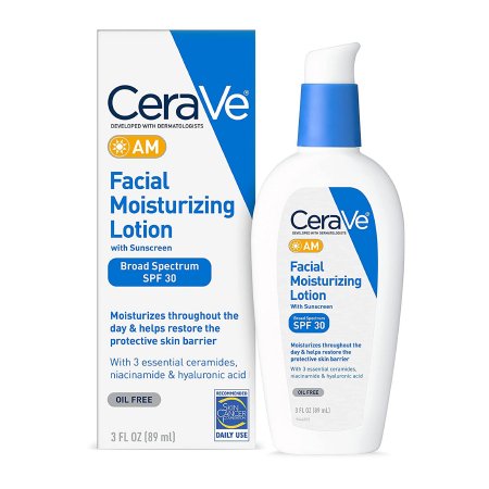 Loreal USA Facial Moisturizer with Sunscreen CeraVe® AM 3 oz. Pump Bottle Unscented Lotion - Each - 60600053746-EA