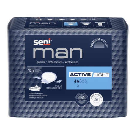 TZMO USA Inc Bladder Control Pad Seni® Man Active Light 7-1/2 X 9-3/10 Inch Light Absorbency Superabsorbant Core One Size Fits Most - Case of 90 - S-AL15-US1-CS