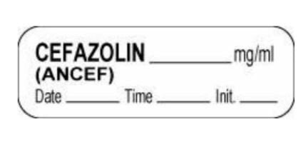 Precision Dynamics Drug Label pdc Anesthesia Label White Permanenet Paper Cefazolin_mg/ml Date_time_Int_ Black Medication Name 1/2 X 1-1/2 Inch - Roll of 1000 - 59708960-RL