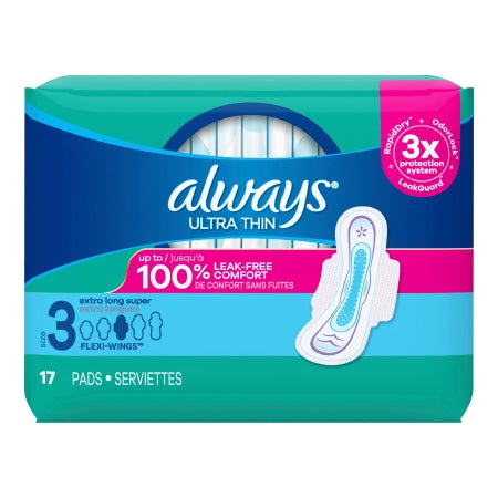 Procter & Gamble Feminine Pad Always® Ultra Thin With Wings Super Absorbency - Pack of 17 - 03077203345-PK
