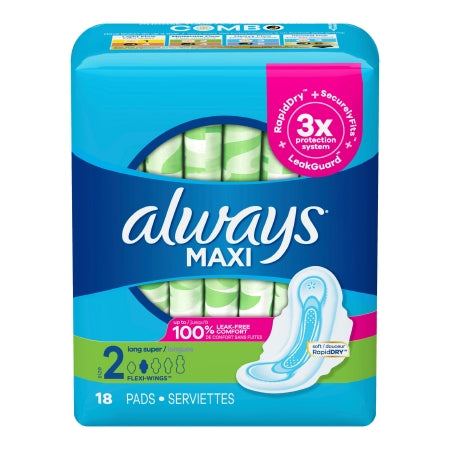 Procter & Gamble Feminine Pad Always® Maxi With Wings Super Absorbency - Pack of 18 - 03077203368-PK