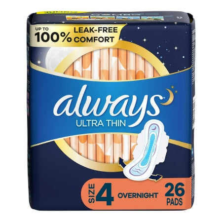 Procter & Gamble Feminine Pad Always® Ultra Thin Overnight / With Wings Heave Absorbency - Pack of 26 - 03700099089-PK