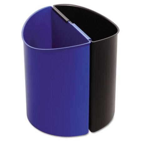 Safco® Desk-Side Recycling Receptacle, 3 gal, Plastic, Black/Blue - Each - SAF-9927BB-EA