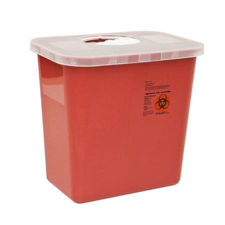 Cardinal Sharps Container SharpSafety™ Red Base 6-3/4 H X 8-3/4 D Inch Vertical Entry 1.25 Gallon - Case of 40 - 8950SA-CS