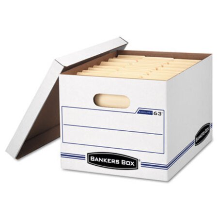 Bankers Box® EASYLIFT Basic-Duty Strength Storage Boxes, Letter Files, 12.75" x 13.25" x 10.5", White/Blue, 12/Carton - CT/1 - FEL-0006301-CT