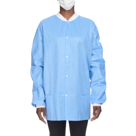 O&M Halyard Inc Lab Jacket Blue X-Large Hip Length Disposable - Case of 24 - 10087-CS