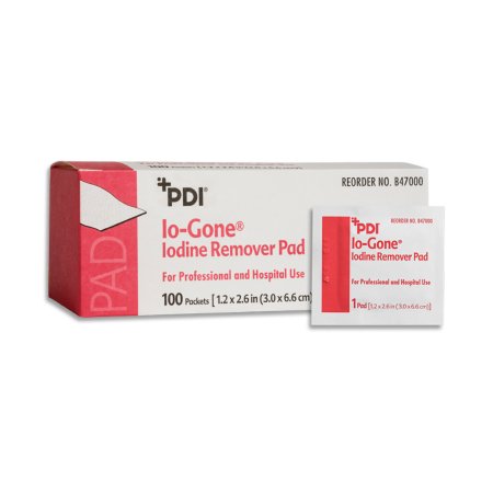 Professional Disposables Iodine Removal Wipe Io-Gone® Individual Packet Isopropyl Alcohol / Sodium Thiosulfate Alcohol Scent 100 Count - Each - B47000-EA