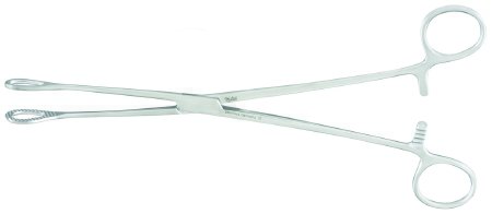 Integra Lifesciences Sponge Forceps Miltex® Foerster 9-1/2 Inch Length OR Grade German Stainless Steel NonSterile Ratchet Lock Finger Ring Handle Straight Serrated Tip - Each - 7-600-EA