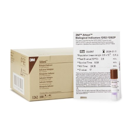 3M Attest™ Sterilization Biological Indicator Vial Steam - Box of 100 - 1262-BX
