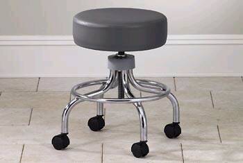 Clinton Industries Base Stool Chrome Series Backless Screw Adjustment 4 Casters Navy Blue - Each - 2102-EA