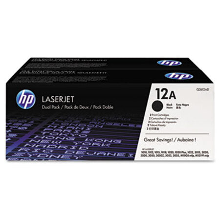 HP HP 12A, (Q2612D) 2-Pack Black Original LaserJet Toner Cartridges - Box of 1 - HEW-Q2612D-BX