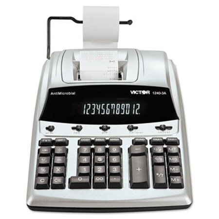 Victor® 1240-3A Antimicrobial Printing Calculator, Black/Red Print, 4.5 Lines/Sec - Each - VCT-12403A-EA