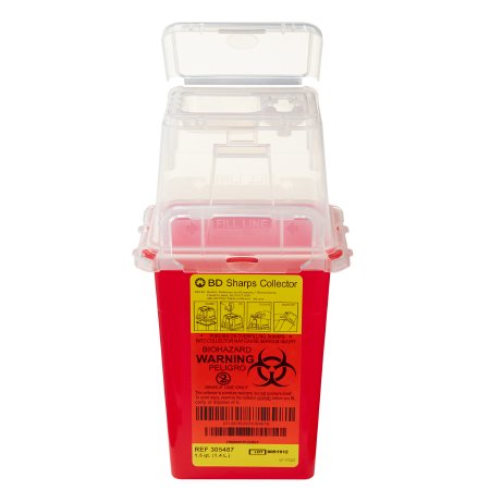 BD Sharps Container BD™ Red Base 9 H X 4-1/2 W X 4 D Inch Vertical Entry 0.375 Gallon - Case of 36 - 305487-CS