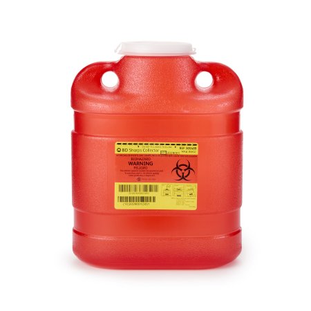 BD Sharps Container BD™ Red Base 11-1/2 H X 9-2/5 W X 5-3/10 D Inch Vertical Entry 1.725 Gallon - Each - 305489-EA