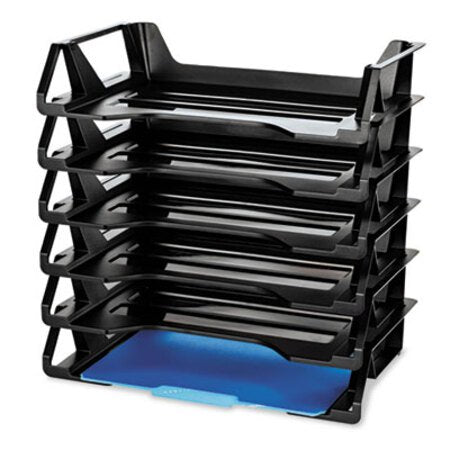 Officemate Recycled Side Load Desk Tray, 6 Sections, Letter Size Files, 15.13" x 8.88" x 15", Black, 6/Pack - Pack of 1 - OIC-26212-PK