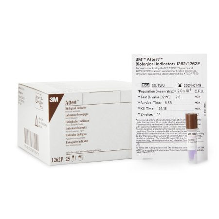 3M Attest™ Sterilization Biological Indicator Vial Steam - Box of 25 - 1262P-BX