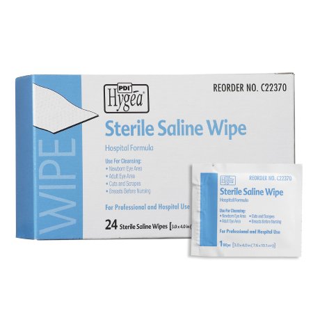 Professional Disposables Saline Wipe Hygea® Individual Packet Saline Unscented 24 Count - Each - C22370-EA