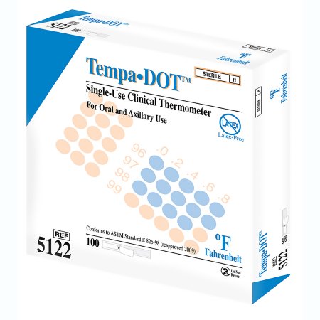 Medical Indicators Disposable Oral Thermometer TempaÂ·DOT™ 99 to 104 Â°F Color Dots Display - Case of 2000 - 5122-CS