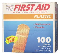 Dukal Adhesive Strip American® White Cross 1 X 3 Inch Plastic Rectangle Tan Sterile - Case of 1200 - 1090033-CS