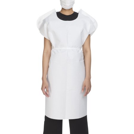 McKesson Patient Exam Gown McKesson One Size Fits Most White Disposable - Case of 50 - 18-846-CS