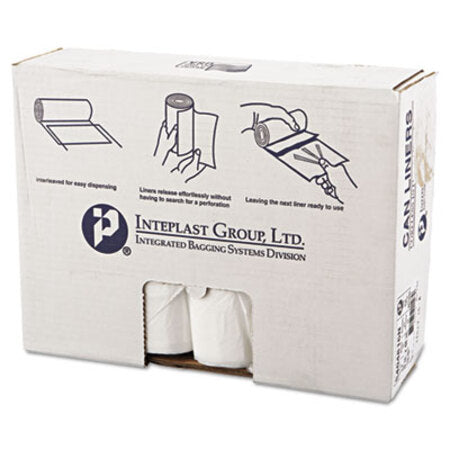 Inteplast Group High-Density Interleaved Commercial Can Liners, 45 gal, 16 microns, 40" x 48", Clear, 25 Bags/Roll, 10 Rolls/Carton - CT/1 - IBS-S404816N-CT