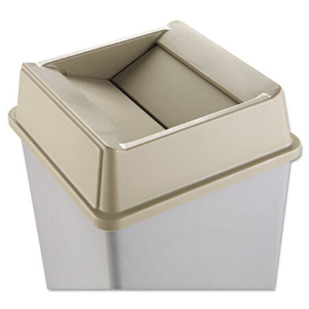 Rubbermaid® Commercial Untouchable Square Swing Top Lid, Plastic, 20.13w x 20.13d x 6.25h, Beige - Each - RCP-2664BEI-EA