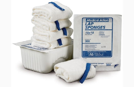 Medical Action Industries Surgical Laparotomy Sponge Cotton 12 X 12 Inch 5 Count Rigid Tray Sterile - Case of 20 - 311-CS