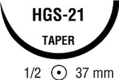 Covidien Nonabsorbable Suture with Needle Ti-Cron™ Polyester HGS-21 1/2 Circle Taper Point Needle Size 2 Braided - Box of 36 - 88863113-81-BX