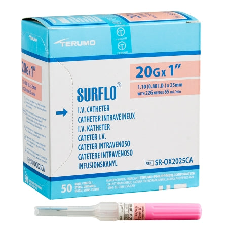 Terumo Medical Peripheral IV Catheter Surflo® 20 Gauge 1 Inch Without Safety - Case of 200 - SR-OX2025CA-CS