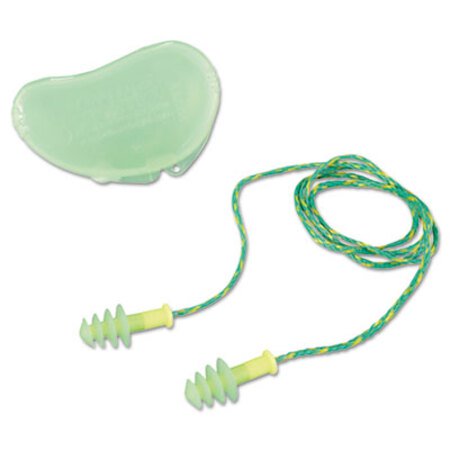 Howard Leight® by Honeywell FUS30S-HP Fusion Multiple-Use Earplugs, Small, 27NRR, Corded, GN/WE, 100 Pairs - Box of 1 - HOW-FUS30SHP-BX