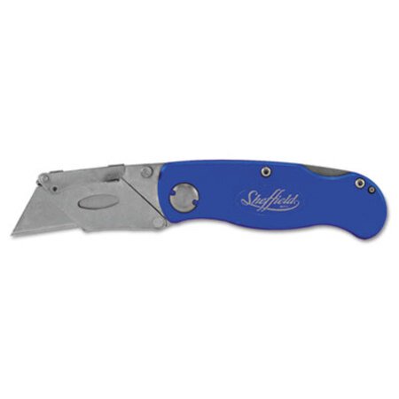 Great Neck® Sheffield Folding Lockback Knife, 1 Utility Blade, 2" Blade, 3.5" Aluminum Handle, Blue - Each - GNS-12113-EA