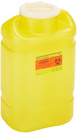 BD Chemotherapy Waste Container BD™ Yellow Base 18 H X 10-1/2 W X 7-1/2 D Inch Vertical Entry 5 Gallon - Case of 8 - 305493-CS