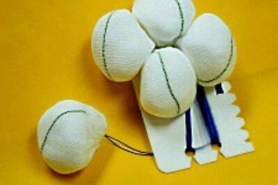 First Aid Surgical Tonsil Sponge Fabco® X-Ray Detectable Cotton / Gauze 1 Inch Diameter 5 Count Pouch Sterile - Case of 50 - 34103010-CS