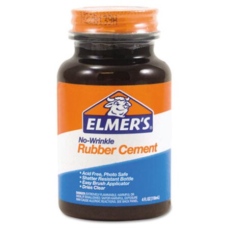 s® Rubber Cement with Brush Applicator, 4 oz, Dries Clear - Each - EPI-E904-EA