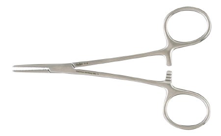 Integra Lifesciences Hemostatic Forceps Miltex® Halsted-Mosquito 5 Inch Length OR Grade German Stainless Steel NonSterile Ratchet Lock Finger Ring Handle Straight Serrated Tips - Each - 7-2-EA