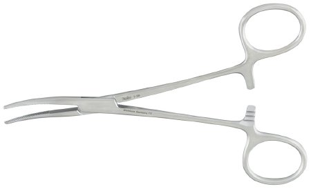 Integra Lifesciences Hemostatic Forceps Miltex® Kelly 5-1/2 Inch Length OR Grade German Stainless Steel NonSterile Ratchet Lock Finger Ring Handle Curved Serrated Tip - Each - 7-38-EA