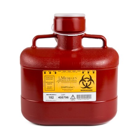 Medegen Medical Products LLC Sharps Container Sharps-Tainer® Red Base 11 H X 10 W X 6 D Inch Vertical Entry 1.55 Gallon - Case of 12 - 182-CS