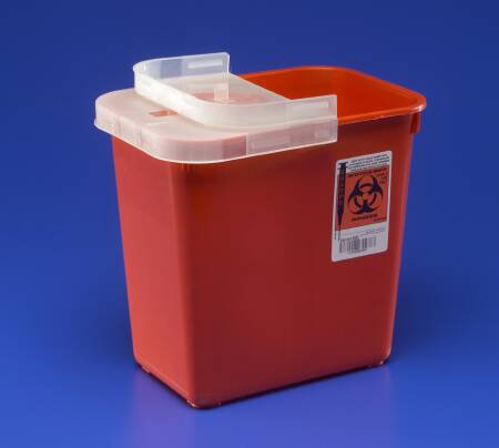 Cardinal Sharps Container SharpSafety™ Red Base 10 H X 10-1/2 W X 7-1/4 D Inch Horizontal Entry 2 Gallon - Each - 8990SA-EA
