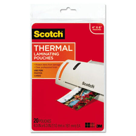 Scotch™ Laminating Pouches, 5 mil, 4.33" x 6.33", Gloss Clear, 20/Pack - Pack of 1 - MMM-TP590020-PK