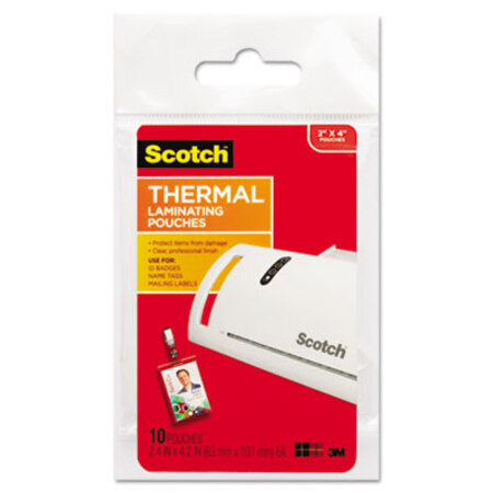 Scotch™ Laminating Pouches, 5 mil, 2.25" x 4.25", Gloss Clear, 10/Pack - Pack of 1 - MMM-TP585210-PK