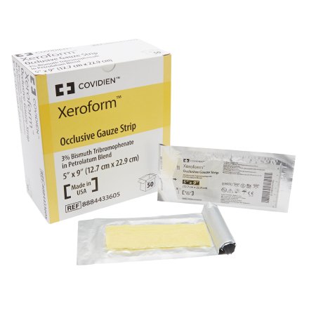 Cardinal Xeroform Petrolatum Impregnated Dressing Xeroform™ Occlusive Strip 5 X 9 Inch Sterile - Box of 50 - 8884433605-BX