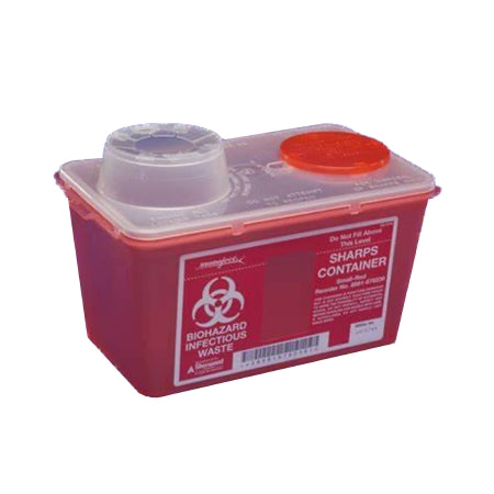 Cardinal Sharps Container Monoject™ Red Base 7 H X 6-3/4 W X 10-1/2 D Inch Vertical Entry 1 Gallon - Case of 40 - 8881676236-CS