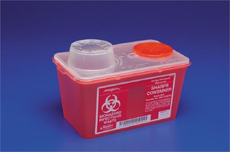 Cardinal Sharps Container Monoject™ Red Base 17-7/10 H X 6-3/4 W X 10-1/2 D Inch Vertical Entry 3.5 Gallon - Each - 8881676434-EA